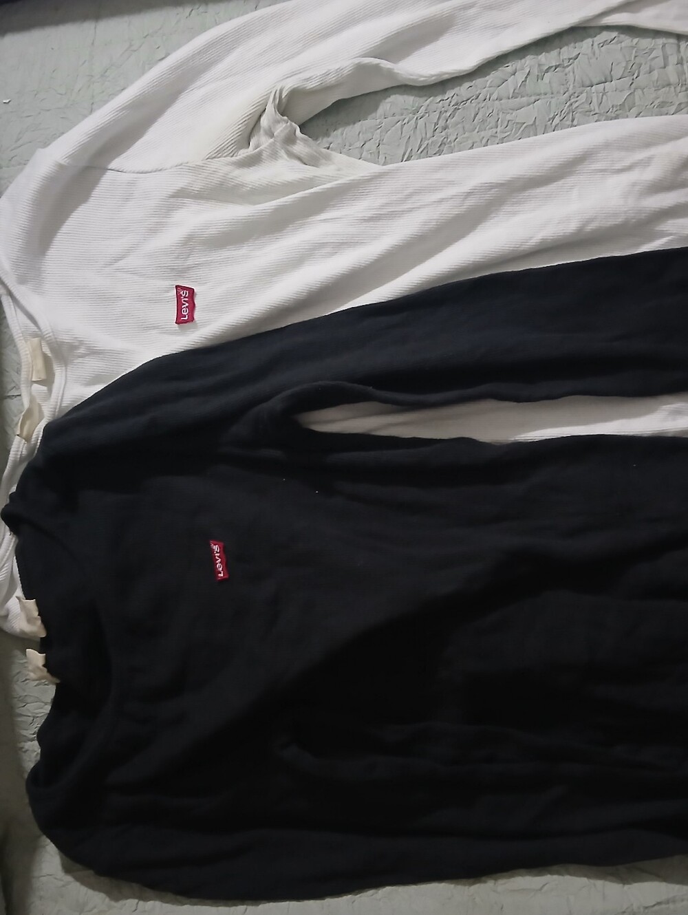 Levi's White & Black Ribbed Long Sleeve Tee Set
